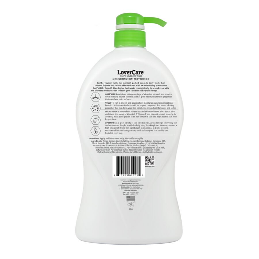 LoverCare Goat’s Milk Body Wash 6 X 1200ml Avocado - Image 3